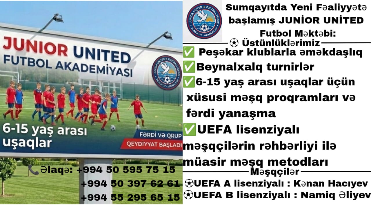 
        Sumqayıtda yeni uşaq futbol məktəbi fəaliyyətə başlayıb
    